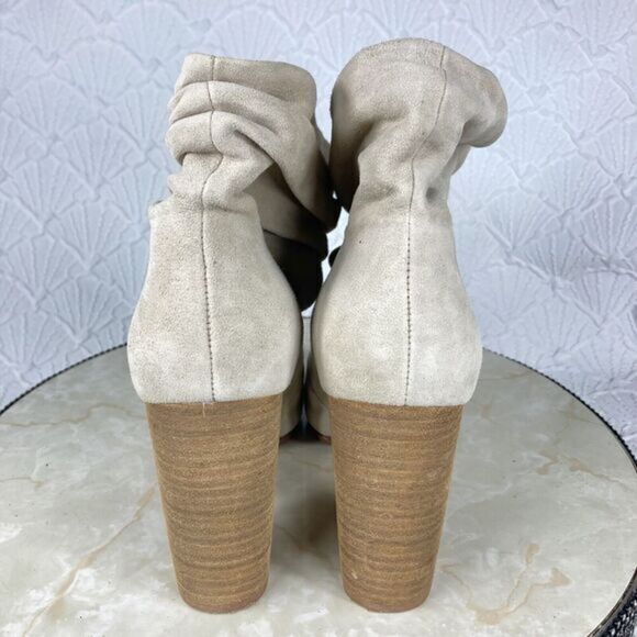 Chinese Laundry Slouchy Ankle Block Heels Booties 10 Beige Boho Western Bootie - Picture 7 of 12